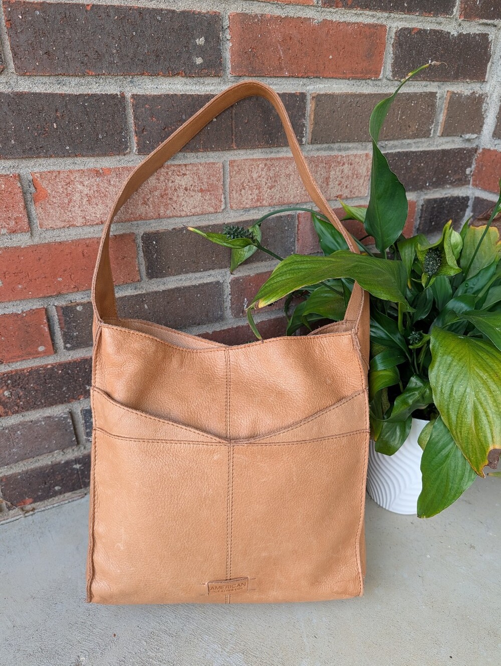 🤎GUC American Leather Company Slouch Shoulder Satchel Hobo Bag, Nubuck